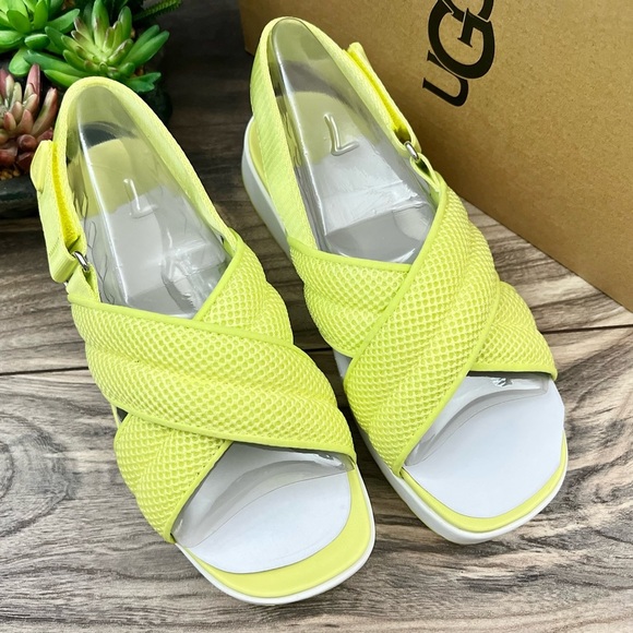 NIB UGG Nella Slingback Platform Sandal 7.5 38.5 Pollen Mesh - Picture 2 of 12